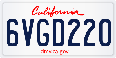 CA license plate 6VGD220