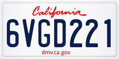 CA license plate 6VGD221