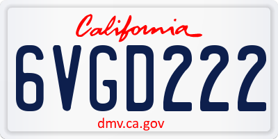 CA license plate 6VGD222