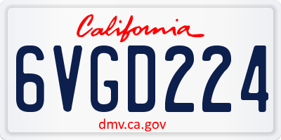 CA license plate 6VGD224