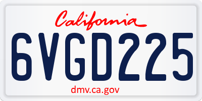 CA license plate 6VGD225