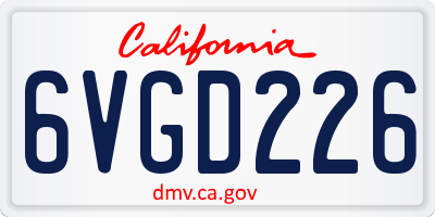 CA license plate 6VGD226