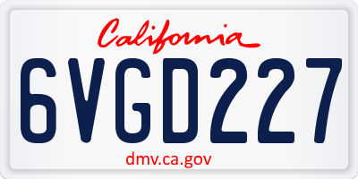 CA license plate 6VGD227
