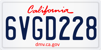 CA license plate 6VGD228