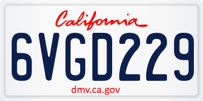 CA license plate 6VGD229