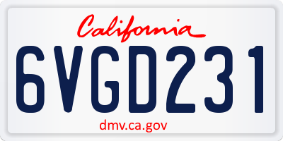 CA license plate 6VGD231