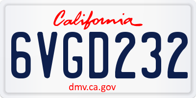 CA license plate 6VGD232