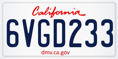 CA license plate 6VGD233