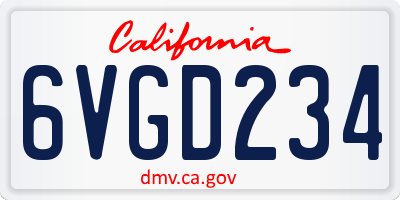 CA license plate 6VGD234