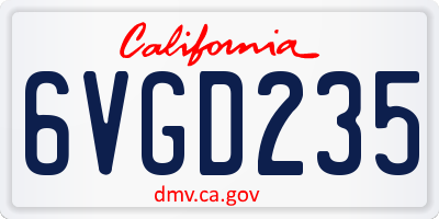 CA license plate 6VGD235