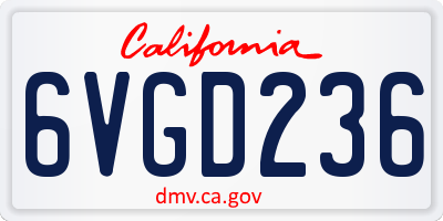 CA license plate 6VGD236