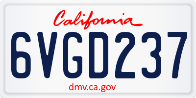 CA license plate 6VGD237