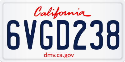 CA license plate 6VGD238