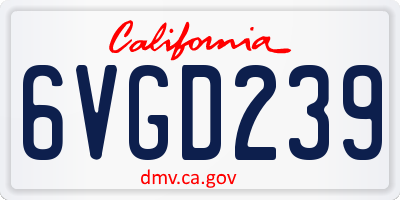CA license plate 6VGD239