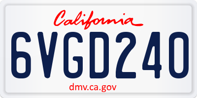 CA license plate 6VGD240