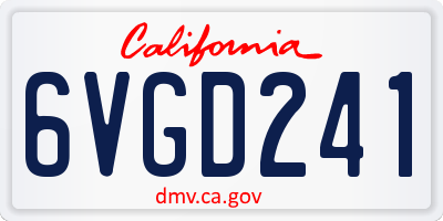 CA license plate 6VGD241