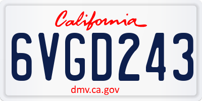 CA license plate 6VGD243