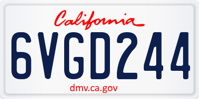 CA license plate 6VGD244