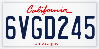 CA license plate 6VGD245