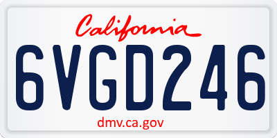 CA license plate 6VGD246