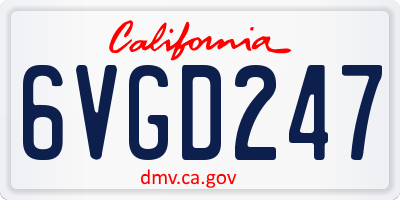 CA license plate 6VGD247