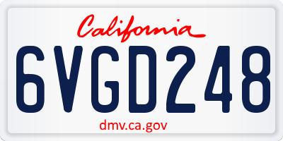 CA license plate 6VGD248