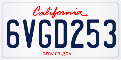 CA license plate 6VGD253