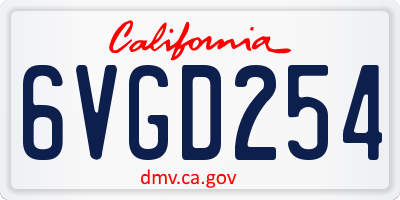 CA license plate 6VGD254