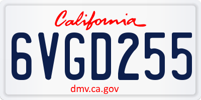 CA license plate 6VGD255