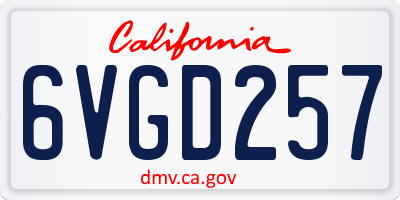 CA license plate 6VGD257