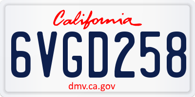 CA license plate 6VGD258
