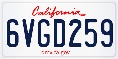 CA license plate 6VGD259