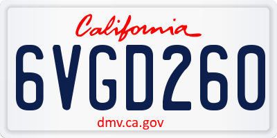 CA license plate 6VGD260