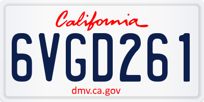 CA license plate 6VGD261