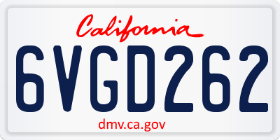 CA license plate 6VGD262