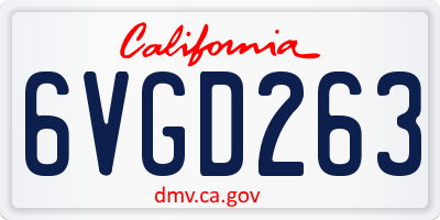 CA license plate 6VGD263