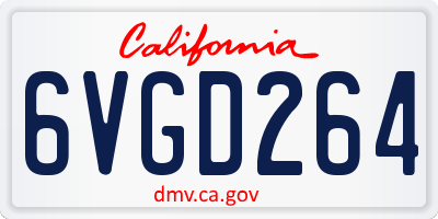 CA license plate 6VGD264