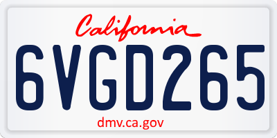 CA license plate 6VGD265