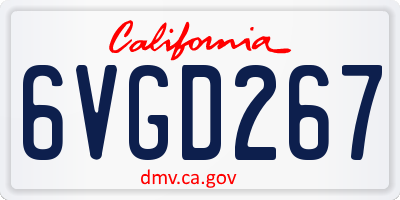CA license plate 6VGD267