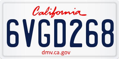 CA license plate 6VGD268