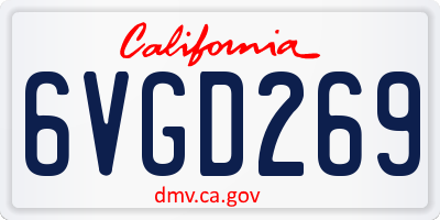 CA license plate 6VGD269
