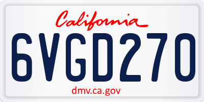 CA license plate 6VGD270