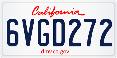 CA license plate 6VGD272