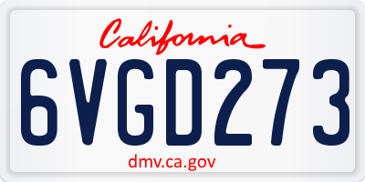 CA license plate 6VGD273