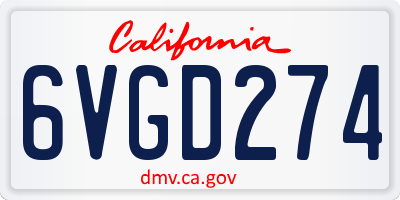 CA license plate 6VGD274