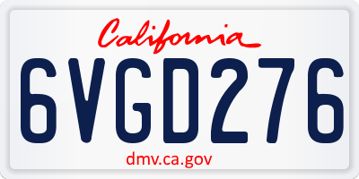 CA license plate 6VGD276