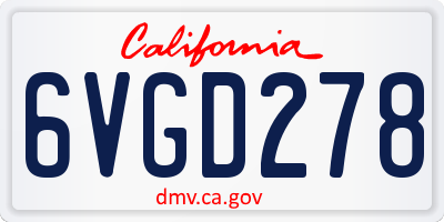 CA license plate 6VGD278