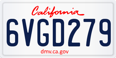 CA license plate 6VGD279