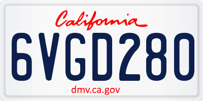 CA license plate 6VGD280