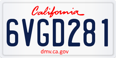 CA license plate 6VGD281